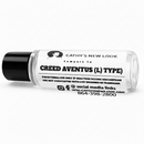 Perfume oil bottle by Cathy’s New Look, Creed Aventus (L) Type; clear glass, black cap