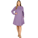 PLUS PREMIUM MOCK NECK LONG SLEEVE DRESS POCKETS StyleNo: