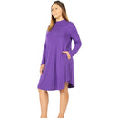 Zenana premium PLUS PREMIUM MOCK NECK LONG SLEEVE DRESS POCKETS StyleNo: