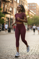 ZENANA leggings, seamless capri yoga with high-waist tummy control in maroon