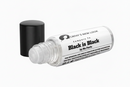 Body oil bottle, Black is Black MEN TYPE by Cathy’s New Look, clear glass with black cap