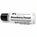 Strawberry Pound body mist bottle by Cathy’s New Look, clear bottle with black cap