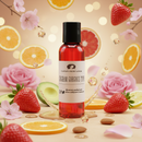Gingham Gorgeous body oil by Cathy’s New Look; red perfume oil bottle with black cap