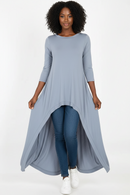 DRESS cathysnewlook Women's High Low Tunic Dress in cement gray with a high-low hem