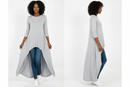DRESS cathysnewlook women's high-low tunic dress in cement gray.