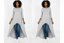 cathysnewlook Women's High Low Tunic Dress Cement, light gray with a high-low hem.