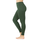 ZENANA High Waist Leggings with Side Pockets for Women - green, full-length leggings