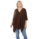 PLUS OVERSIZE V NECK CENTER BAND PONCHO