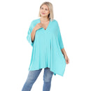 PLUS OVERSIZE V NECK CENTER BAND PONCHO