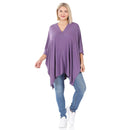 PLUS OVERSIZE V NECK CENTER BAND PONCHO