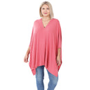 PLUS OVERSIZE V NECK CENTER BAND PONCHO